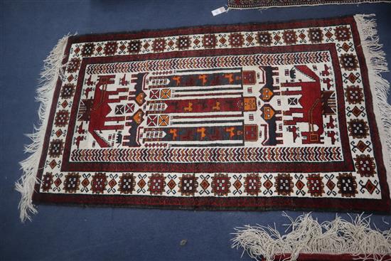 Three Afghan rugs Largest is 210 x 154cm